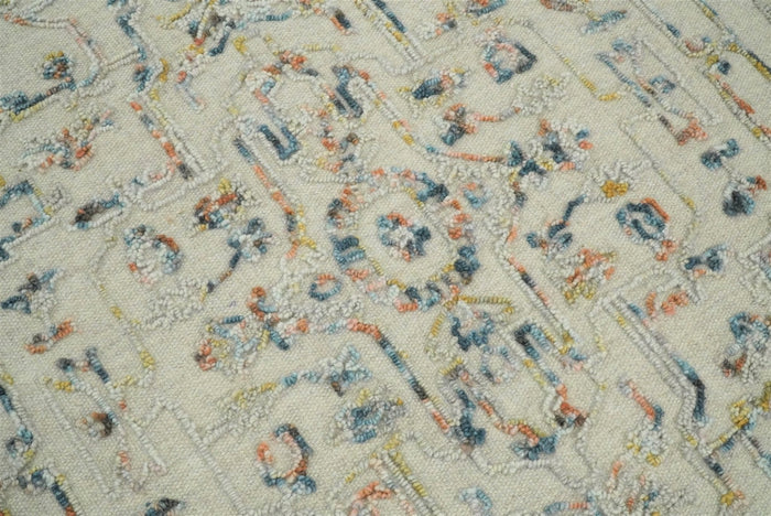 Hand Hooked 5x8 Silver and Blue Wool Textured Loop Area Rug | GAR5 - The Rug Decor
