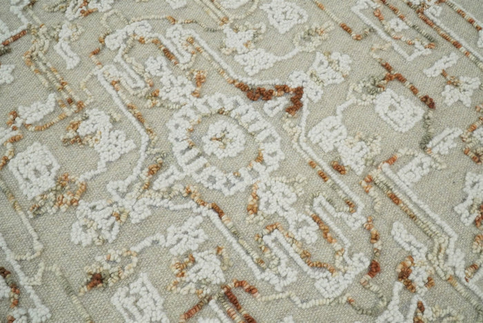 Hand Hooked 5x8 Brown and White Wool Textured Loop Area Rug | GAR3 - The Rug Decor