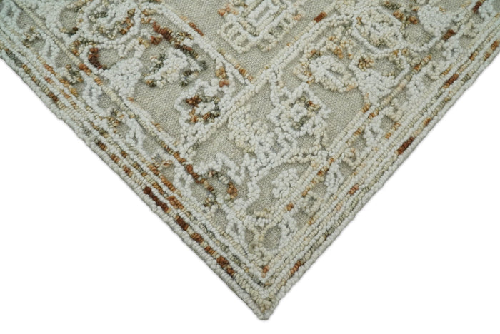 Hand Hooked 5x8 Brown and White Wool Textured Loop Area Rug | GAR3 - The Rug Decor