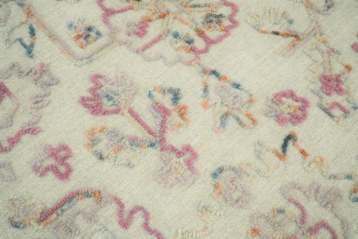 Hand Hooked 5x8 Pink and Beige Wool Textured Loop Area Rug | GAR12 - The Rug Decor