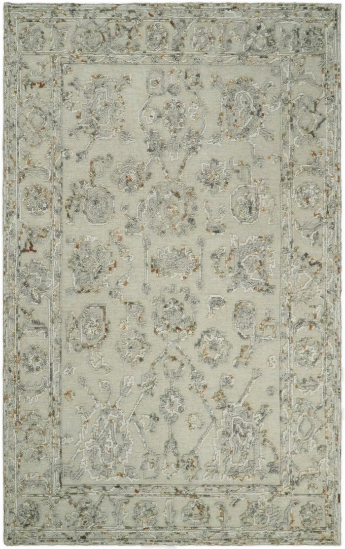 5x8 Hand Hooked Beige and Silver Wool Textured Loop Area Rug | GAR2 - The Rug Decor
