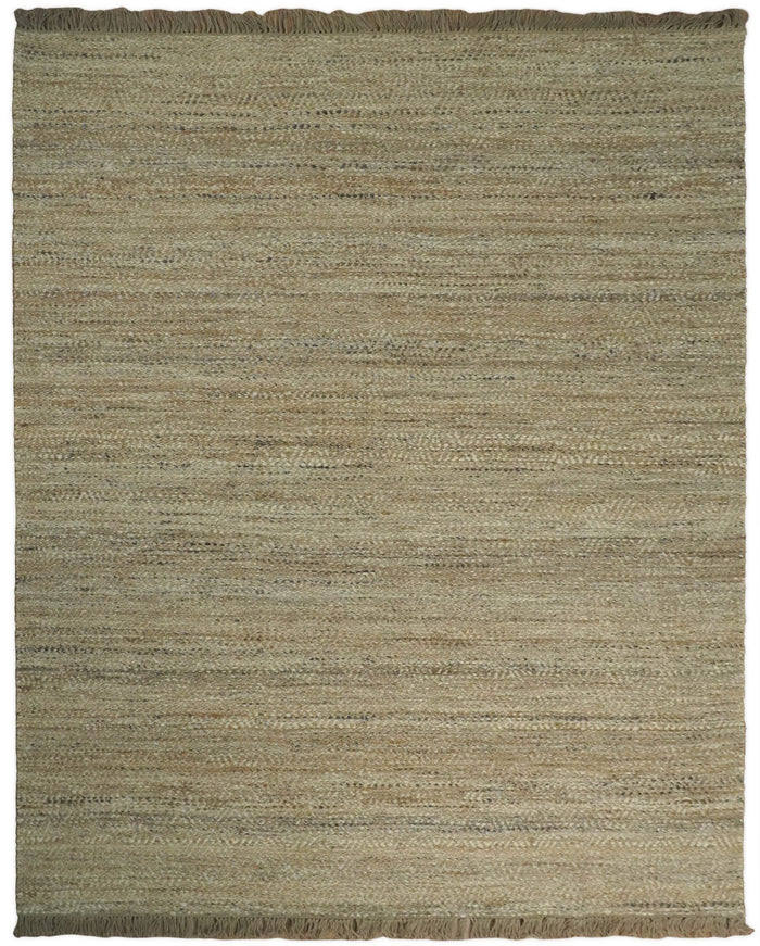 Hand Woven 100% Natural Fiber Brown Natural Jute and Wool Rug | JR10 - The Rug Decor