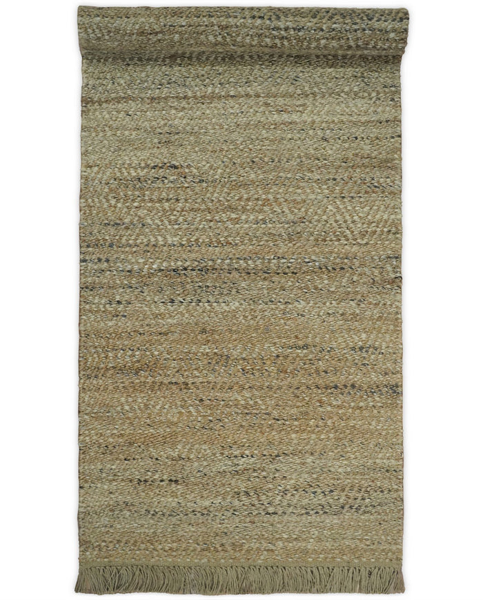 Hand Woven 100% Natural Fiber Brown Natural Jute and Wool Rug | JR10 - The Rug Decor