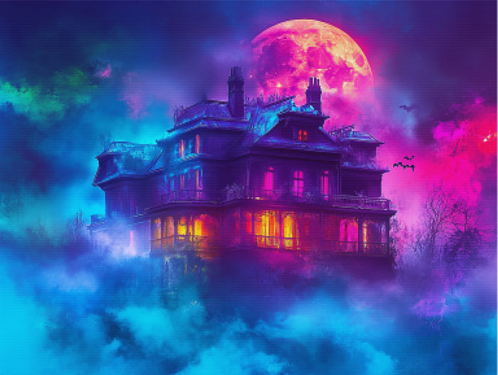 Haunted House Under the Full Moon
