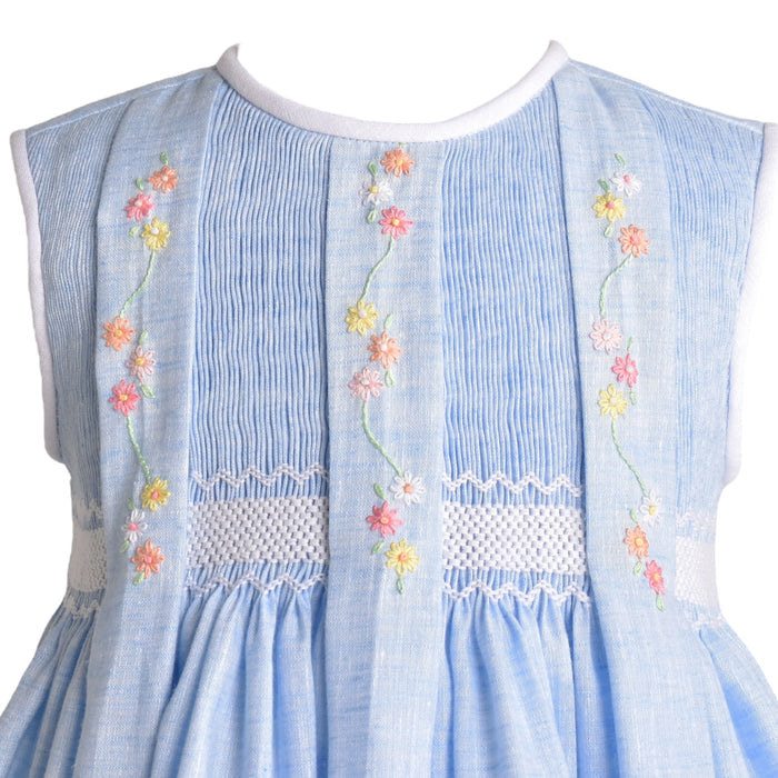 Hazel Light Blue Handsmocked Dress