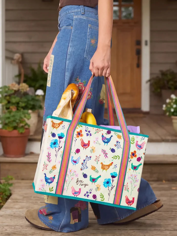 Heavy Duty Grocery & Go Bags, Set of 2 - Free Range Chickens-view 2