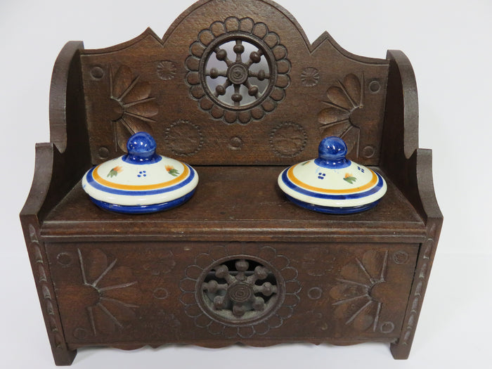 Henriot Quimper Carved Wood Ink Well