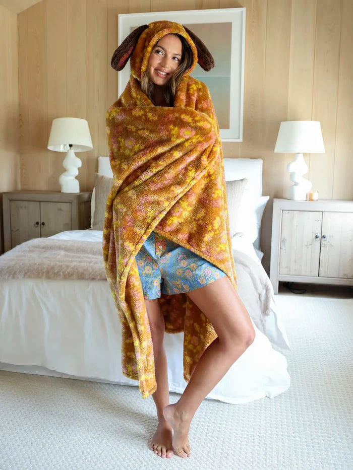 Hooded Sherpa Blanket - Brown Dog-view 2