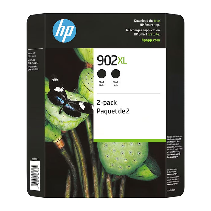 HP 902XL High-Yield Black Ink Cartridges, 2-Pack