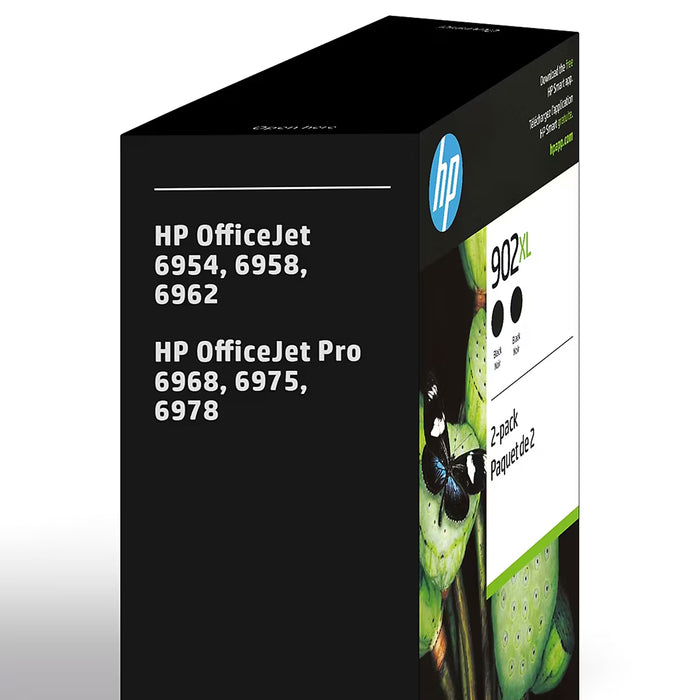 HP 902XL High-Yield Black Ink Cartridges, 2-Pack