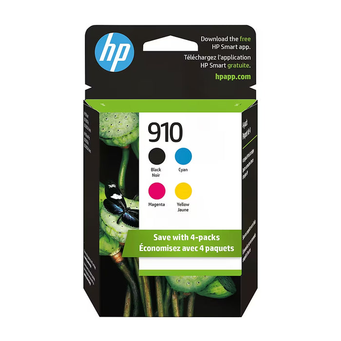 HP 910 Standard-Capacity Original Ink Cartridges, 4-Pack – Black/Cyan/Magenta/Yellow