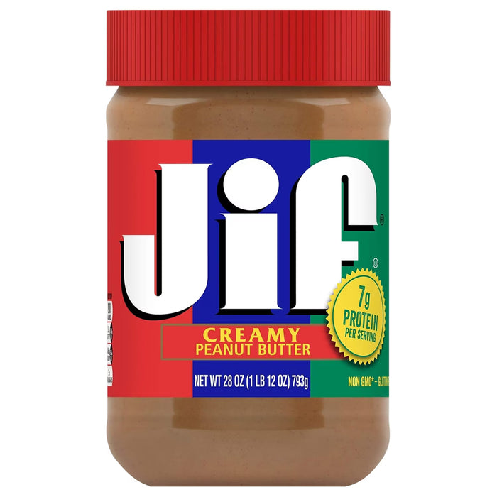Jif Creamy Peanut Butter Smooth No-Stir Peanut Spread 28 oz - 10 Pack
