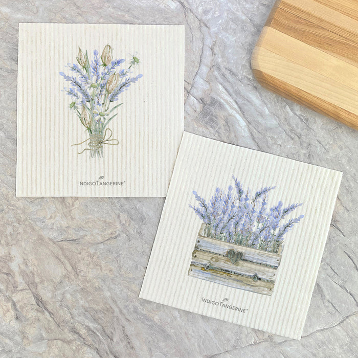 Lavender Bouquet, Basket  - 2pk Swedish Dish Cloth