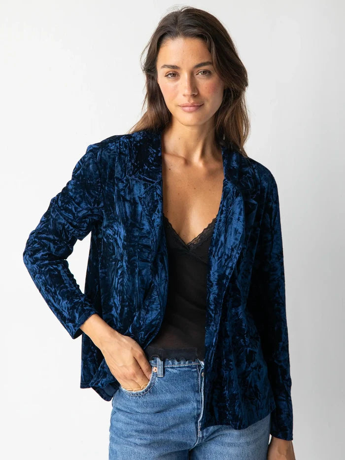 Lennon Velvet Jacket - Navy-view 1