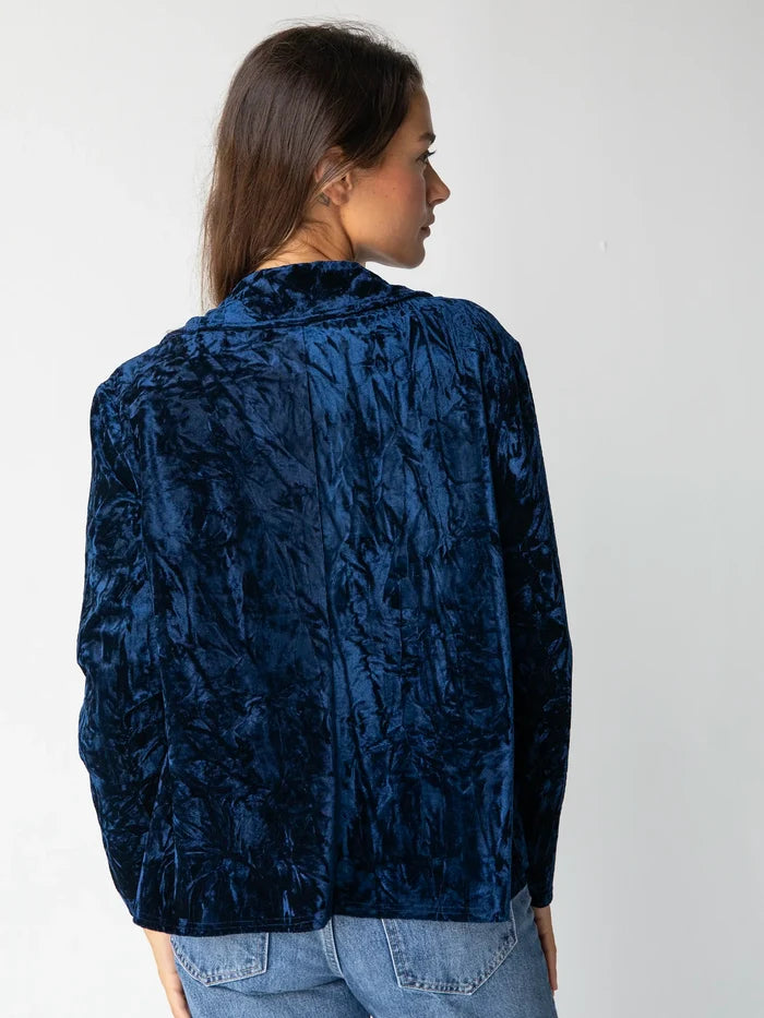 Lennon Velvet Jacket - Navy-view 2