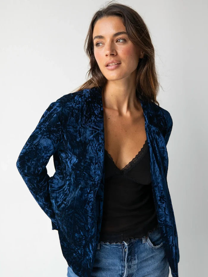 Lennon Velvet Jacket - Navy-view 3