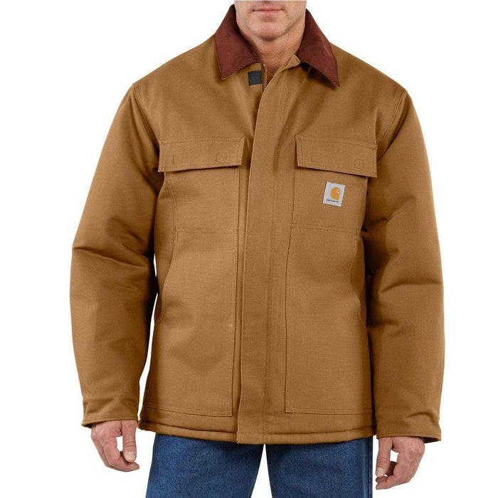 Carhartt loose fit firm duck insulated traditional coat in brown, rated 3 for warmest