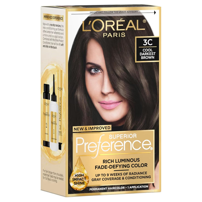 L'Oréal Paris Superior Preference, 3C Cool Dark Brown Hair Color - 12 Pack