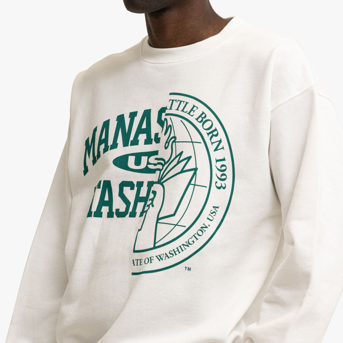 Manastash Collegiate Crewneck White