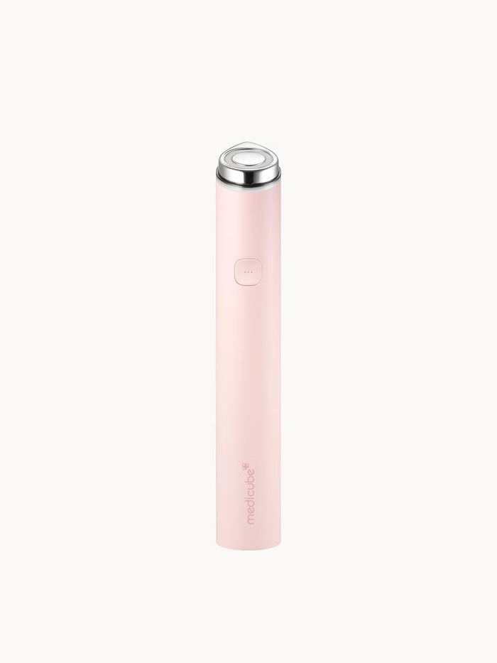 Medicube AGE-R Booster Pro Mini Plus pink facial device with sleek design and compact size for skincare treatments.