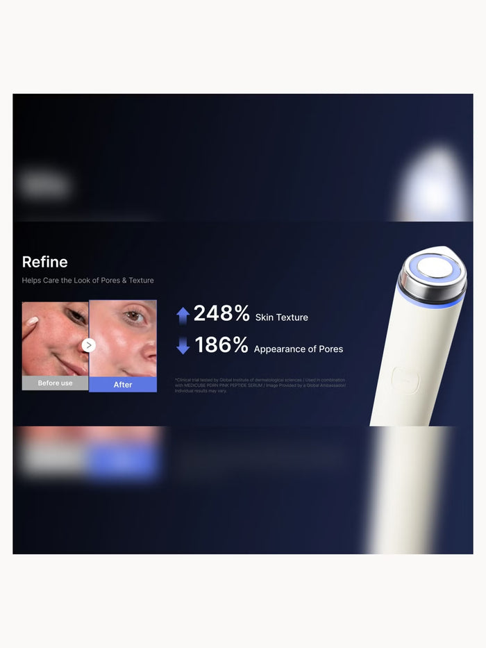 Medicube AGE-R Booster Pro Mini Plus pink facial device for skin rejuvenation and anti-aging treatments.
