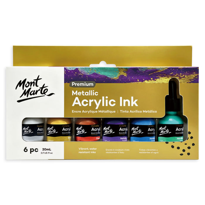 Metallic Acrylic Ink Premium 6pc x 20ml (0.7 US fl.oz)