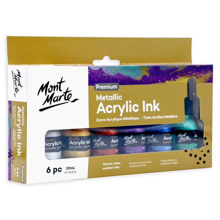 Metallic Acrylic Ink Premium 6pc x 20ml (0.7 US fl.oz)
