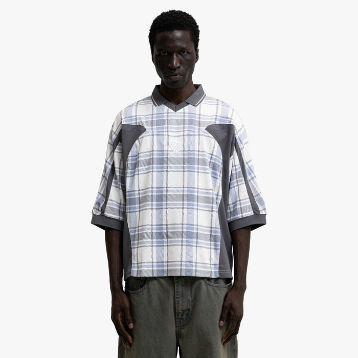 Metalwood Paneled 3/4 Sleeve Polo / Ice