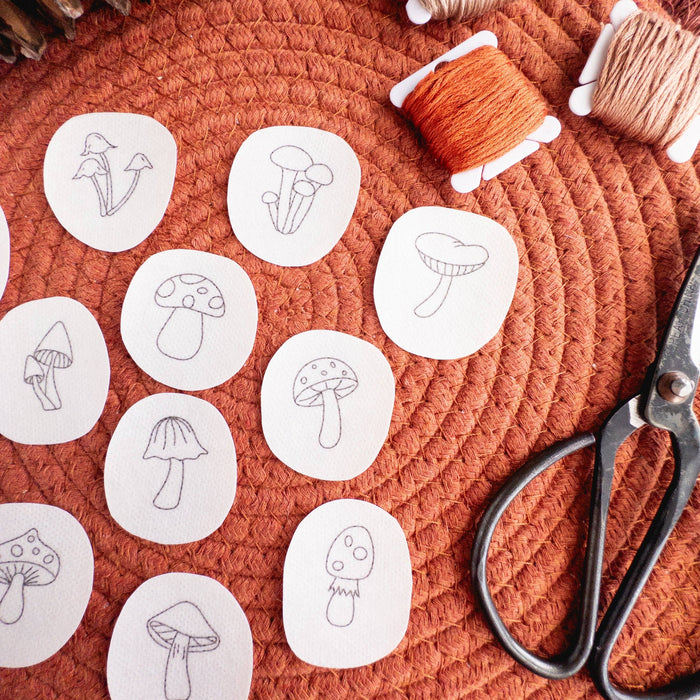Mini Mushroom Stick and Stitch Embroidery Patterns