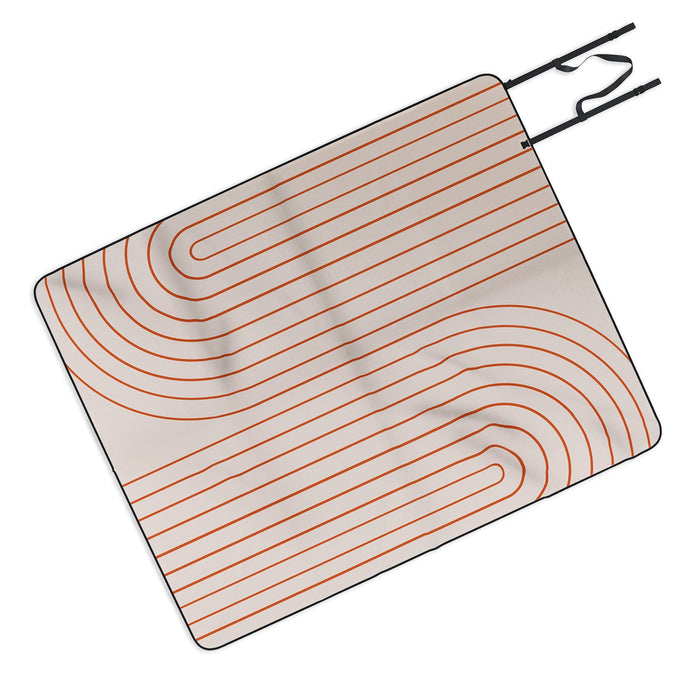 Minimal Line Curvature Coral 2 Picnic Blanket