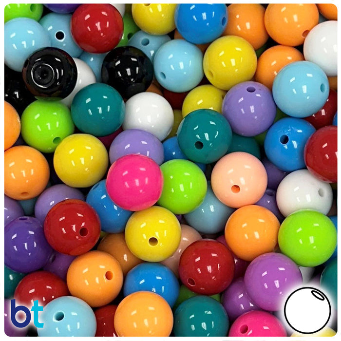Mixed Opaque 20mm Round Plastic Beads (75pcs)