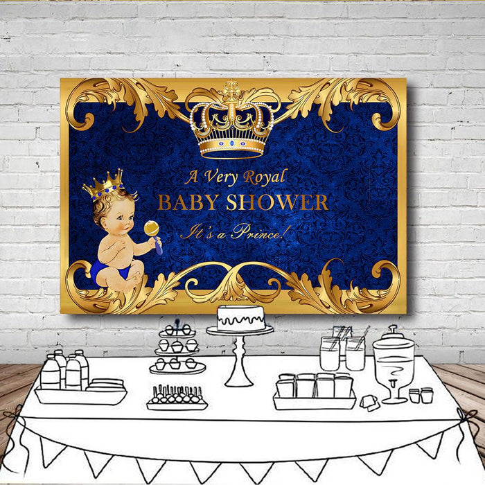 Mocsicka It's a Prince Baby Shower Backdrop Royal Prince Newborn Background
