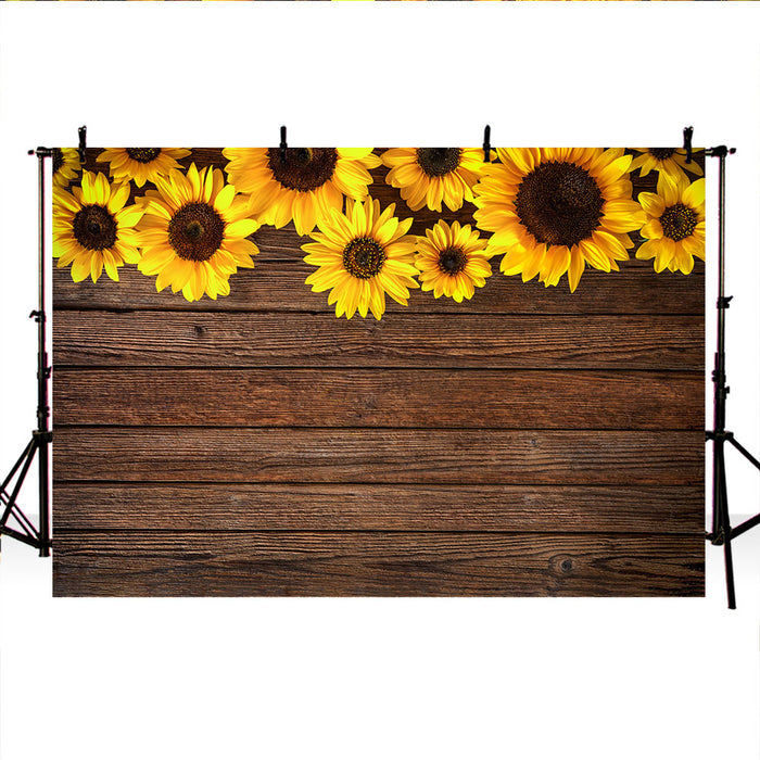 Mocsicka Sunflowers and Wooden Photo Backdrop Birthday Party Supplies