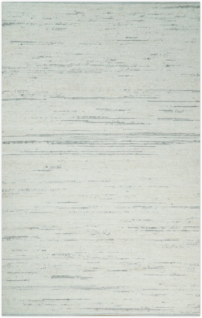 5x8 and 8x10 Hand Made Woolen Chunky and Soft Ivory and Gray Area Rug | BER2 - The Rug Decor