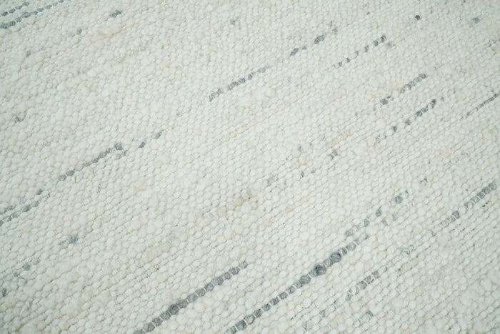 5x8 and 8x10 Hand Made Woolen Chunky and Soft Ivory and Gray Area Rug | BER2 - The Rug Decor