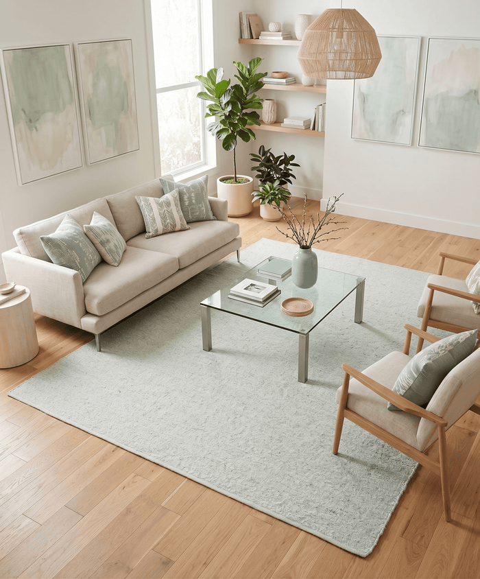 Modern Solid Design White Handwoven Wool Area Rug - The Rug Decor