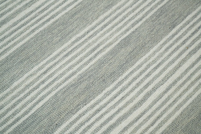 5x8 and 8x10 Hand Made Woolen Modern Grey and Ivory Area Rug | NAU001 - The Rug Decor