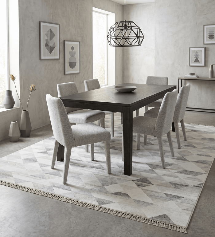 Modern Style Ivory and Gray Kilim Fine Wool Blend Rug - The Rug Decor