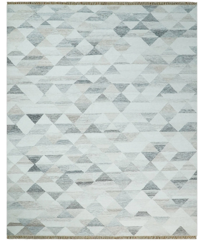 Ivory and Gray Boho Kilim Rug made with Fine Wool Blend | SE5 - The Rug Decor