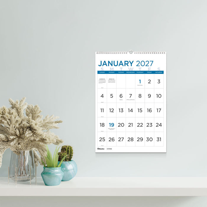 Monthly Wall Calendar, Large Print, 2027 C173106-27 Blueline
