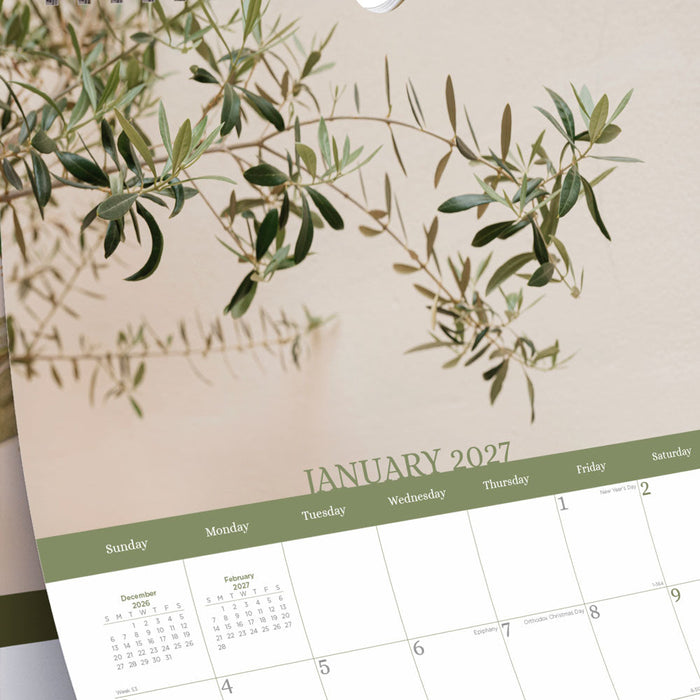 Monthly Wall Calendar, Minimalist, 2027 C173121-27 Blueline