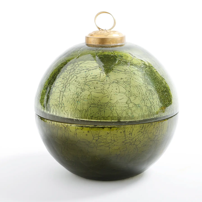 Noble Fir Green Glass Ornament Candle