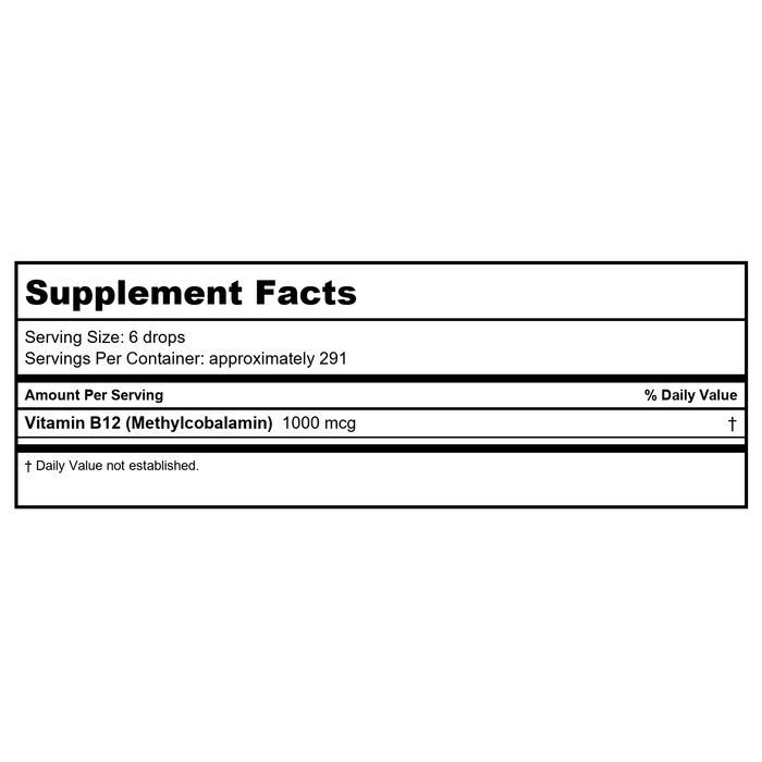 Nutritional Fundamentals for Health Liquid B12 SAP FH0056 NP - Supplement Facts panel