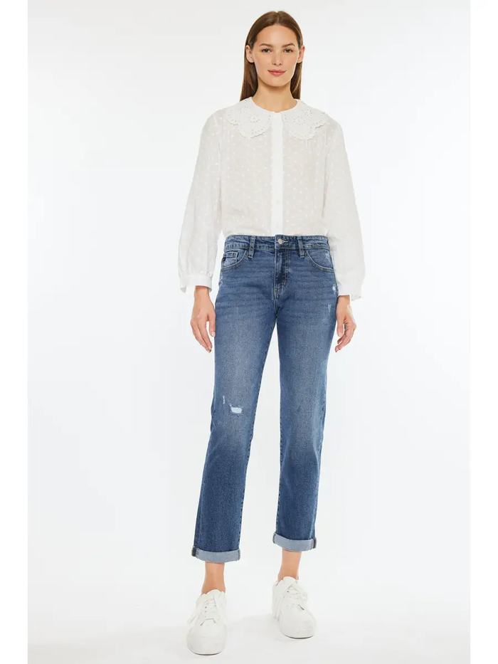 Pamela Kancan Dark Wash Mid Rise Slim Straight Jeans