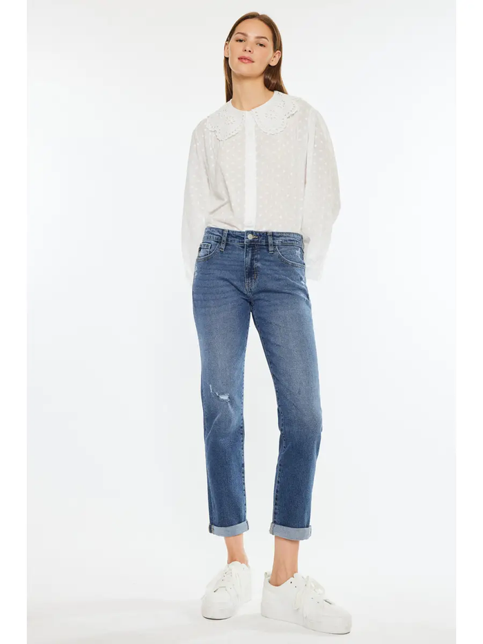 Pamela Kancan Dark Wash Mid Rise Slim Straight Jeans
