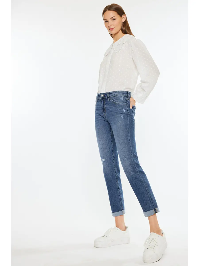 Pamela Kancan Dark Wash Mid Rise Slim Straight Jeans