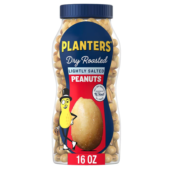 PLANTERS Dry Roasted Lightly Salted Peanuts - 16 oz - 12 Pack