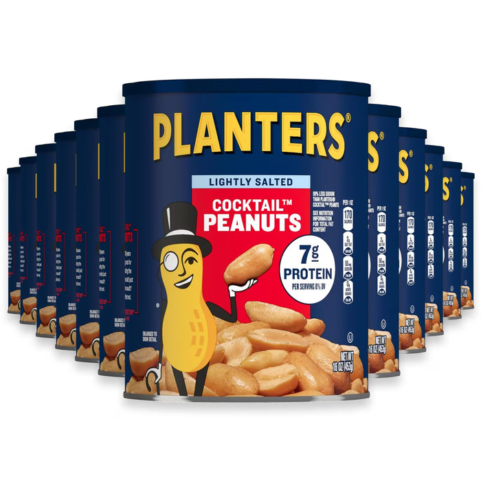 PLANTERS Lightly Salted Cocktail Peanuts - 16 oz - 12 Pack
