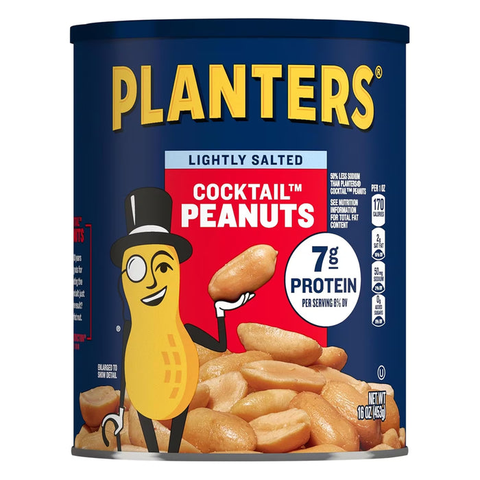 PLANTERS Lightly Salted Cocktail Peanuts - 16 oz - 12 Pack
