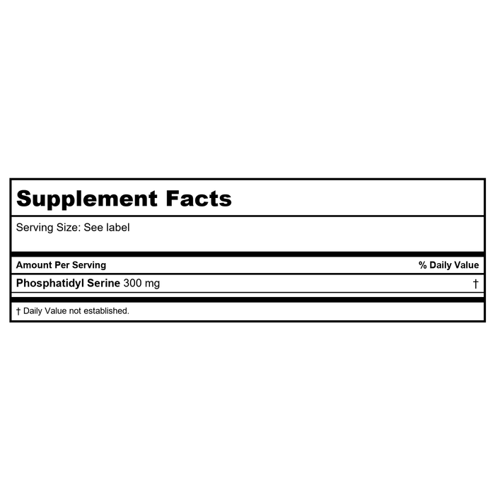 Protocol for Life Balance Phosphatidyl Serine 300mg 50 Softgels - P2392 - Supplement Facts panel